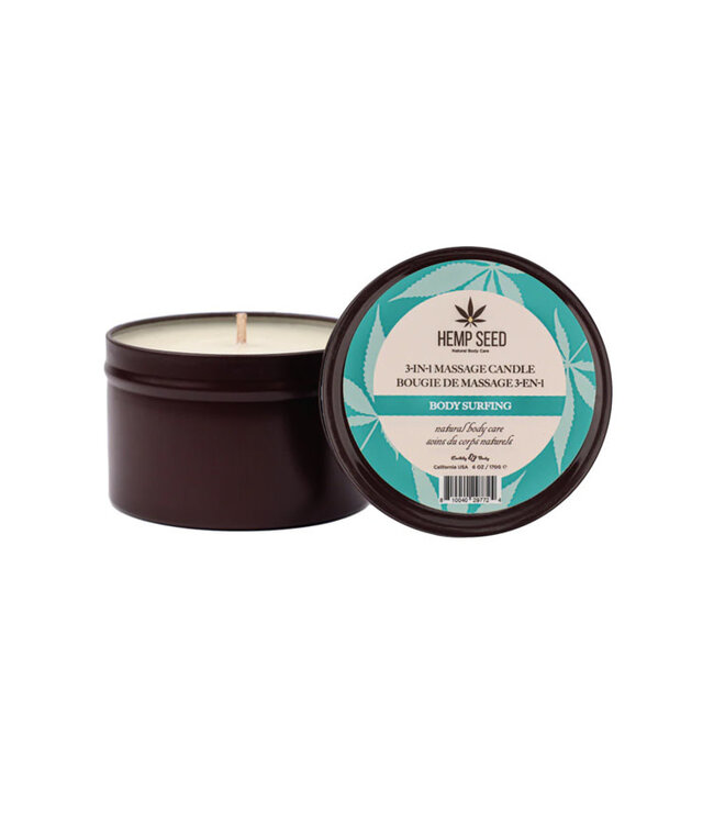 Earthly Body Hemp Seed 3-in-1 Massage Candle Body Surfing 6oz