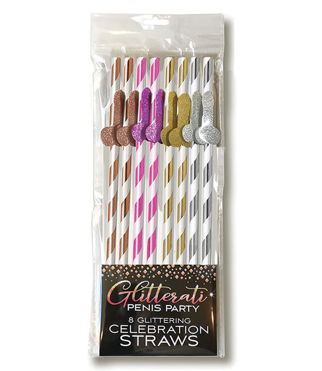 Glitterati Penis Party Tall Celebration Straws 8-Pack