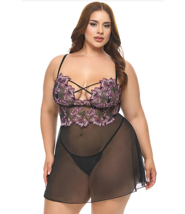 Adela Plus Floral Cheri Chemise 75-12054X
