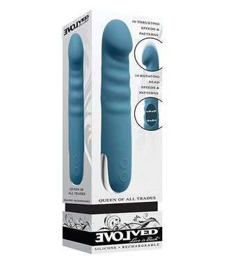 Evolved Queen of All Trades Thrusting & Rotating Vibrator Teal