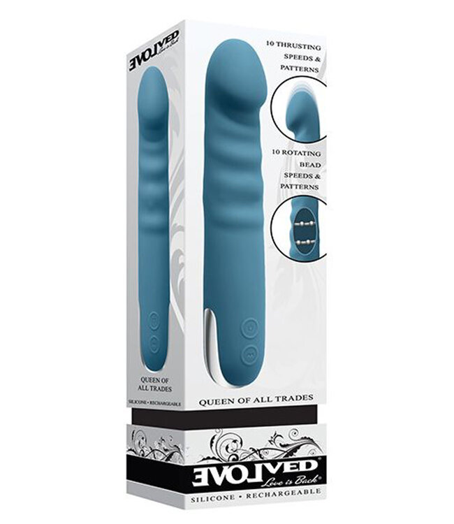 Evolved Queen of All Trades Thrusting & Rotating Vibrator Teal