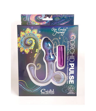 Cristal Orchid Pulse Glass Dildo w/Removable Bullet Vibe Purple