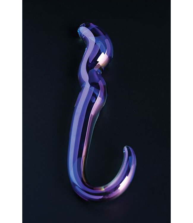 Cristal Blue Flame Curved Glass Dildo Purple