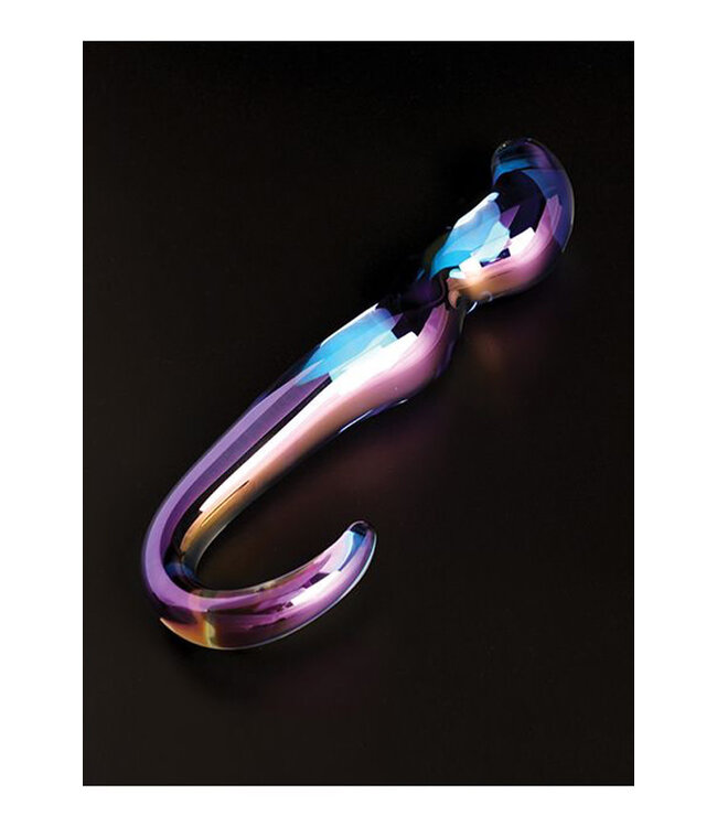 Cristal Blue Flame Curved Glass Dildo Purple