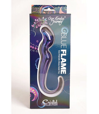 Cristal Blue Flame Curved Glass Dildo Purple