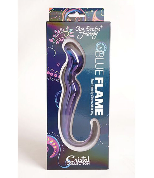 Cristal Blue Flame Curved Glass Dildo Purple