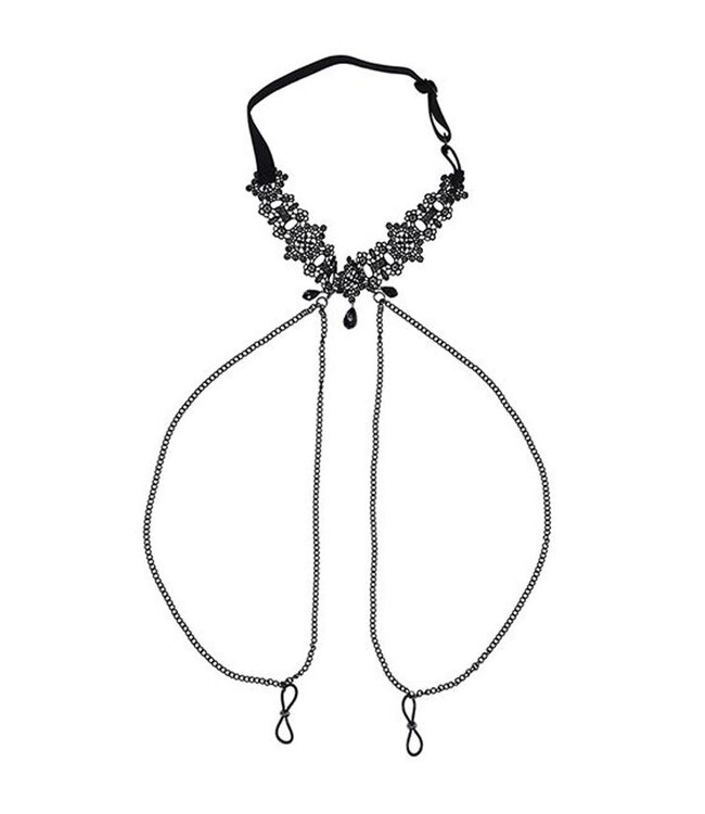 Sex & Mischief Lace Collar with Nipple Ties