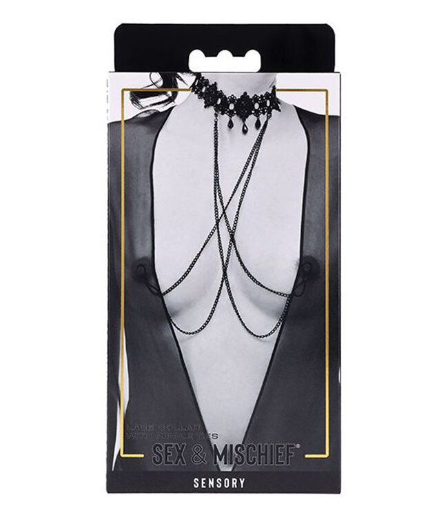 Sex & Mischief Lace Collar with Nipple Ties