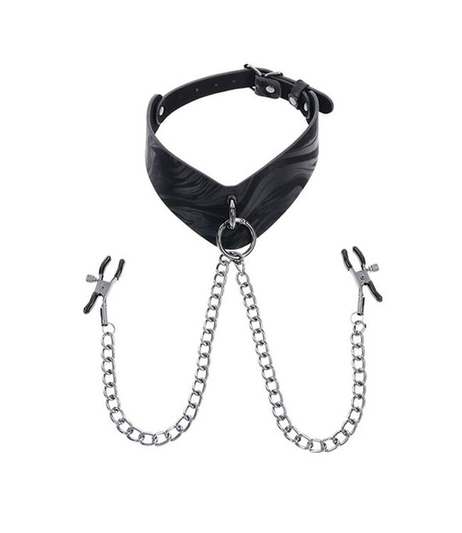 Sportsheets Velvet Noir Collar & Removable Clamps Black
