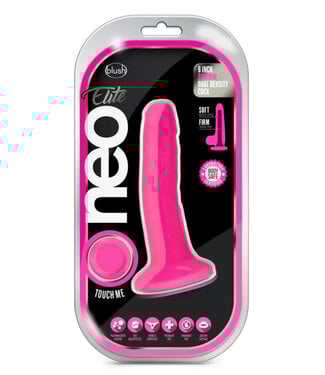 Neo Elite 6in Silicone Dual Density Dildo Neon Pink