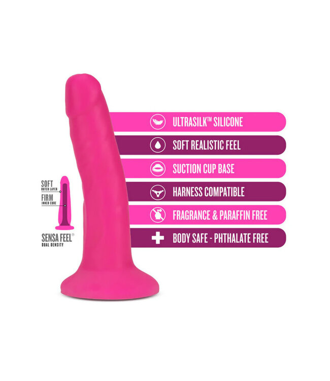 Neo Elite 6in Silicone Dual Density Dildo Neon Pink