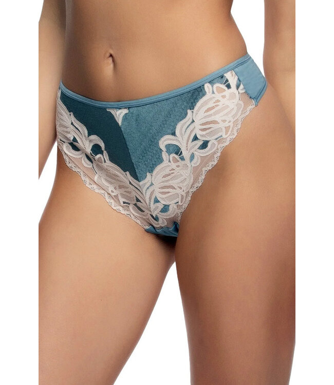 Amelie Vintage Lace Stormy Blue Thong 535220