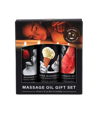 Earthly Body Hemp Seed Edible Massage Oil 3-Piece Gift Set 2oz