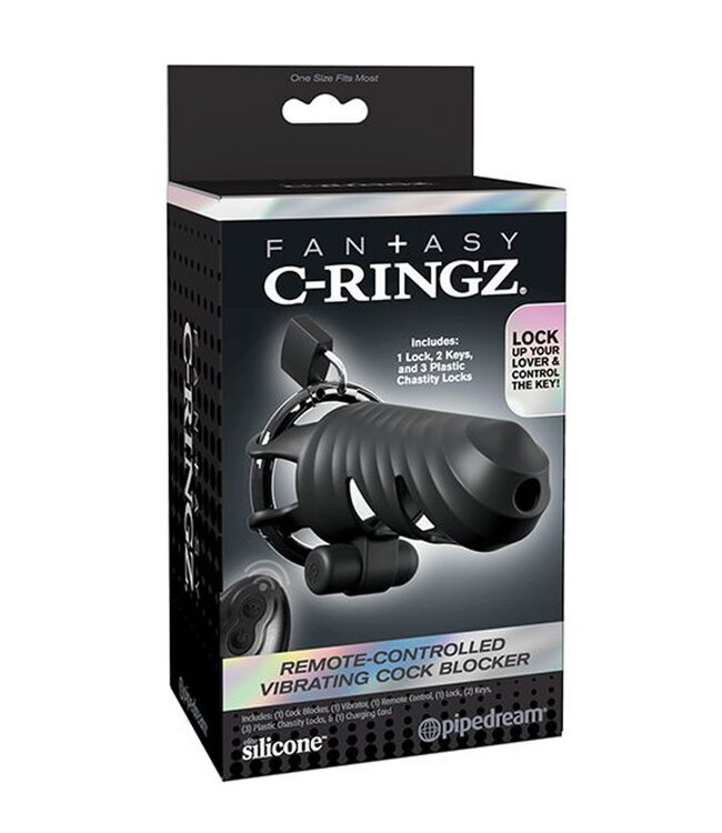 Fantasy C-Ringz Remote Controlled Vibrating Cock Blocker Black