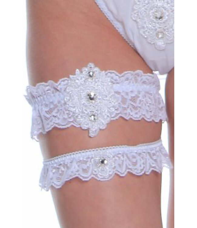 Bridal White Garter Leg Garter Set B315C One Size