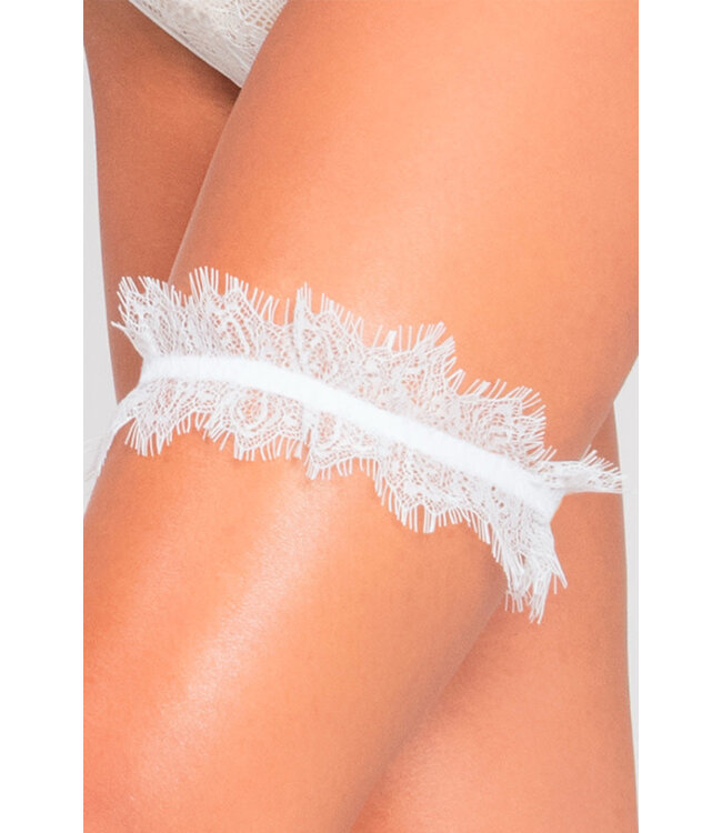White Lace Leg Garter 40197 One Size