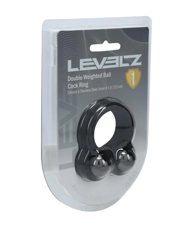 LEVELZ Liquid Silicone Double Weighted Ball Cock Ring Black