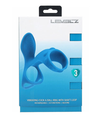 LEVELZ Vibrating Silicone Cock & Ball Ring with Shaft Loop Teal