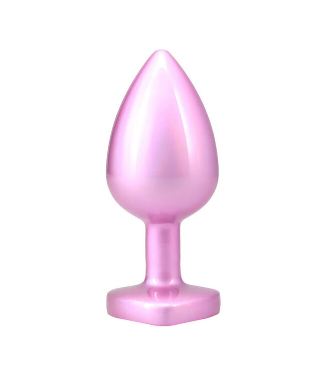 Booty Bling Heart Diamond Jeweled Metal Plug Pink Large