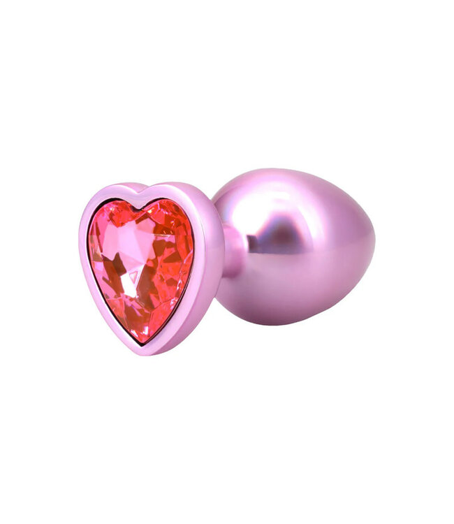Booty Bling Heart Diamond Jeweled Metal Plug Pink Large