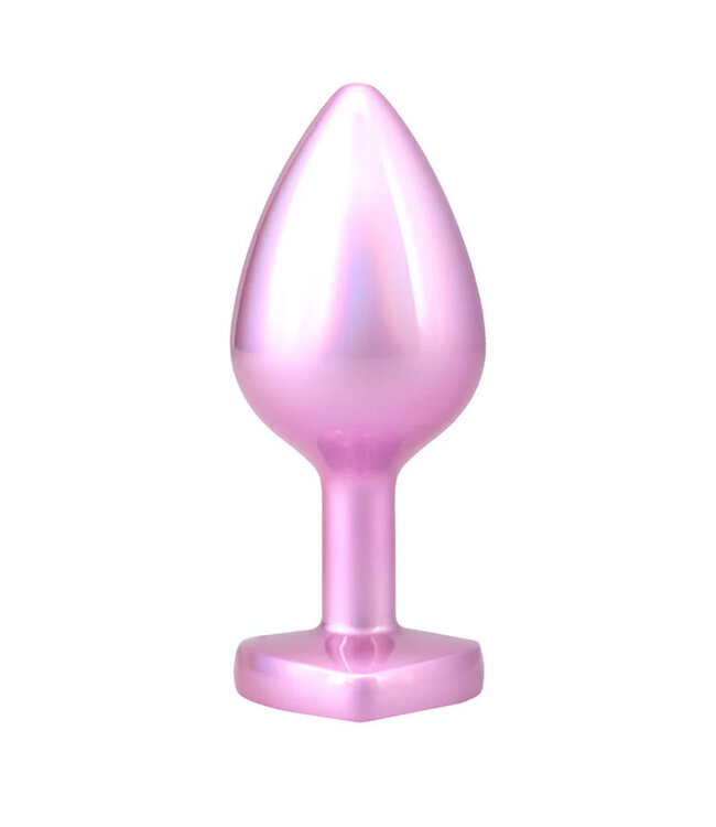 Booty Bling Heart Diamond Jeweled Metal Plug Pink Medium