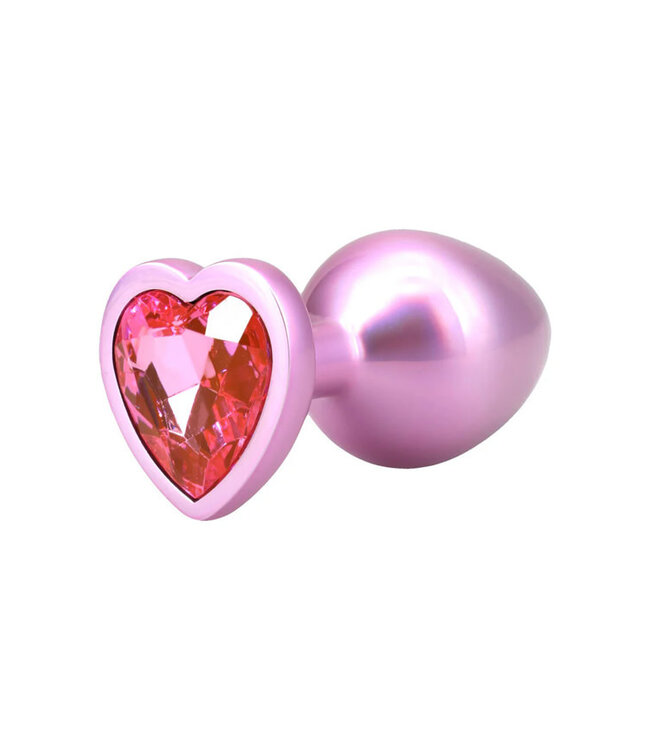 Booty Bling Heart Diamond Jeweled Metal Plug Pink Medium