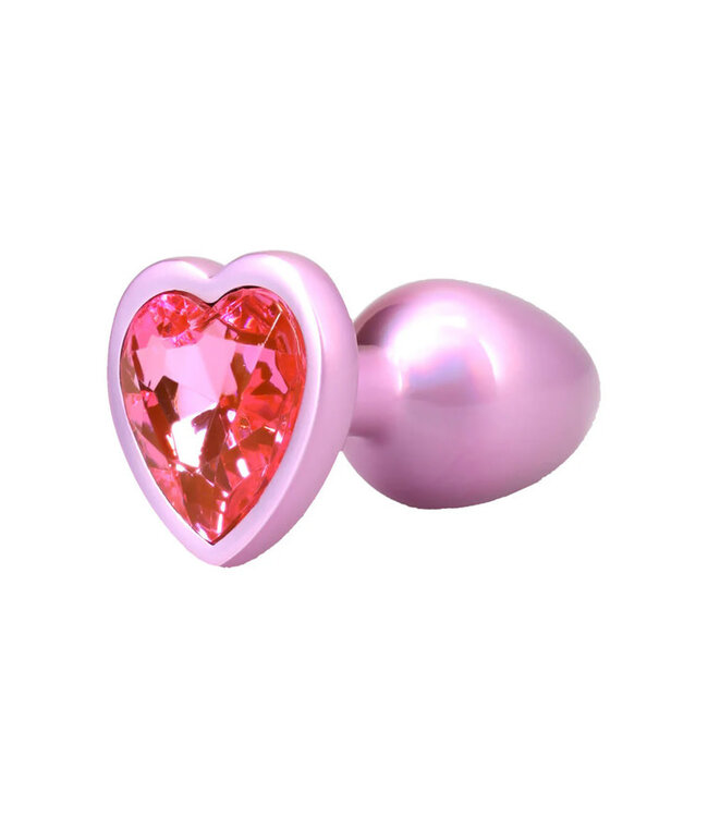 Booty Bling Heart Diamond Jeweled Metal Plug Pink Small