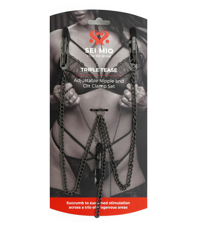 SEI MIO Triple Tease Adjustable Nipple and Clit Clamp Set