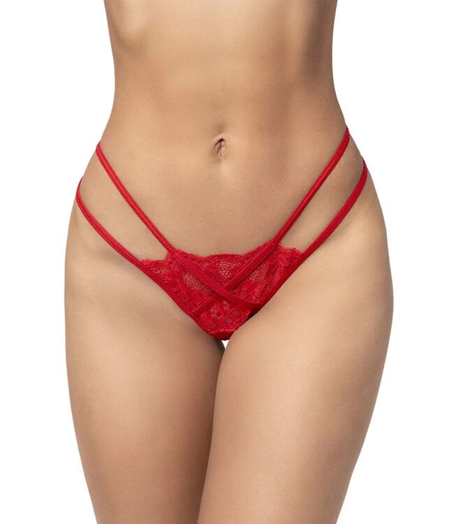 Strappy Lace Red Thong 130