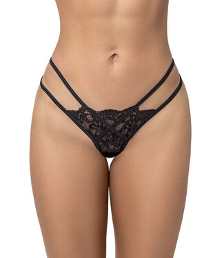 Strappy Lace Black Thong 130