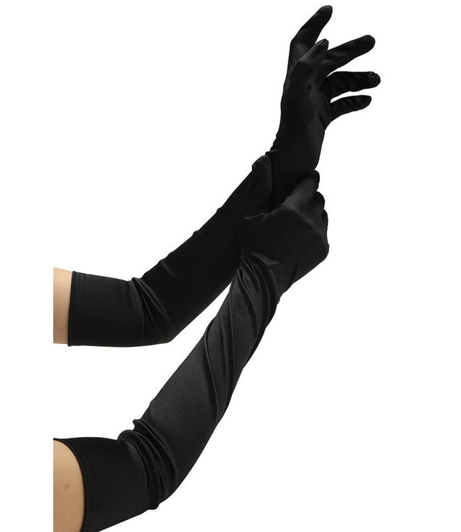 Black Satin Opera Glove BLW6510-B One Size