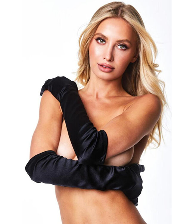 Black Satin Opera Glove BLW6510-B One Size