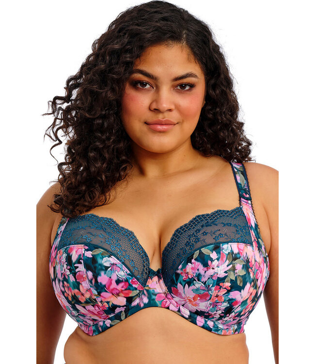 Elomi Lucie Stretch Plunge Teal Floral Bra EL4490