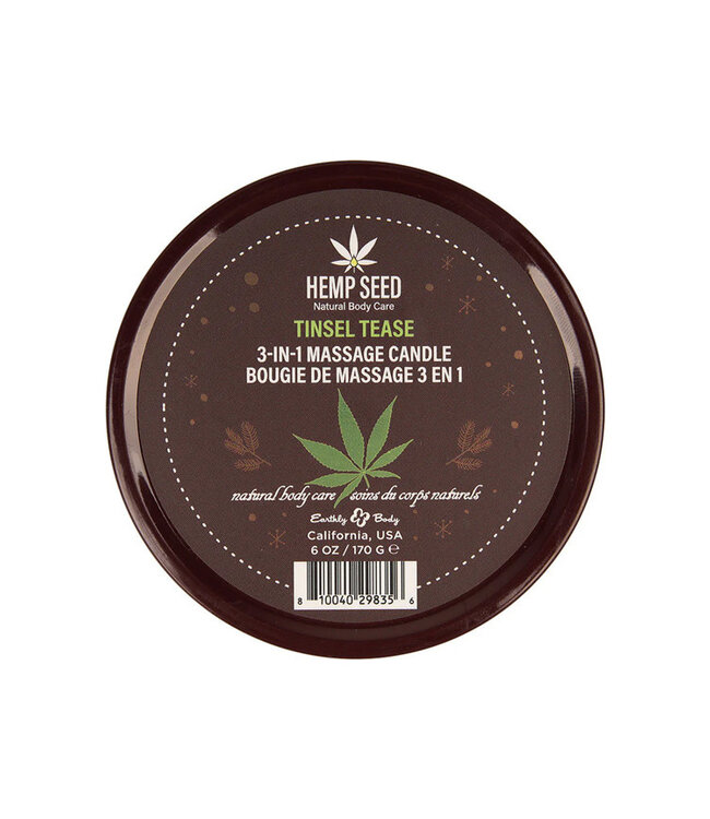 Earthly Body Hemp Seed 3-in-1 Massage Candle Tinsel Tease 6oz