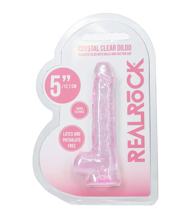 RealRock Realistic 5 in Dildo with Balls Pink