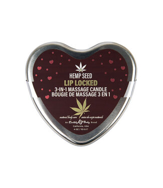 Earthly Body Hemp Seed 3-in-1 Valentine Heart Massage Candle Lip Locked 4.7oz