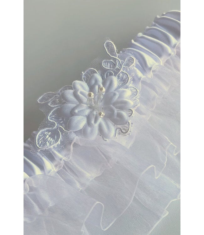 White Flower Accent Leg Garter G675/W One Size