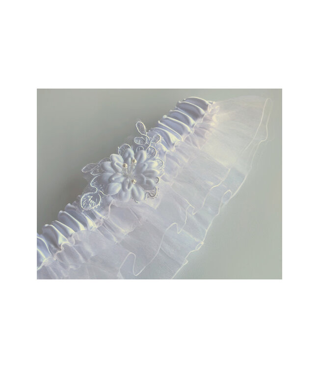 White Flower Accent Leg Garter G675/W One Size