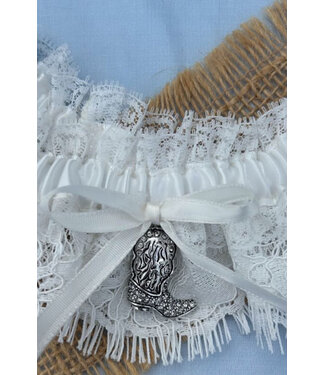 White Lave Rhinestone Boot Charm Leg Garter G4091