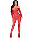 Red Long Sleeve Lace Bodystocking 89366