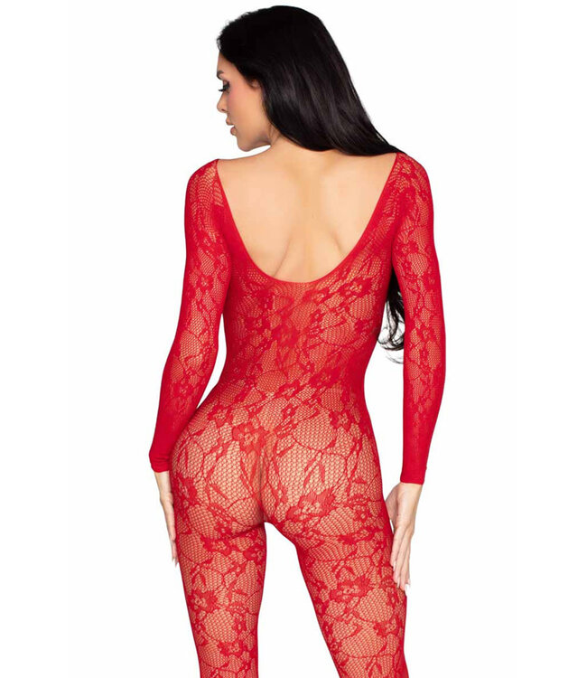 Red Long Sleeve Lace Bodystocking 89366 One Size