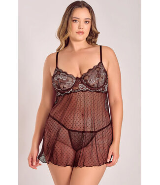 Julieta Plus Wine Babydoll 8038X