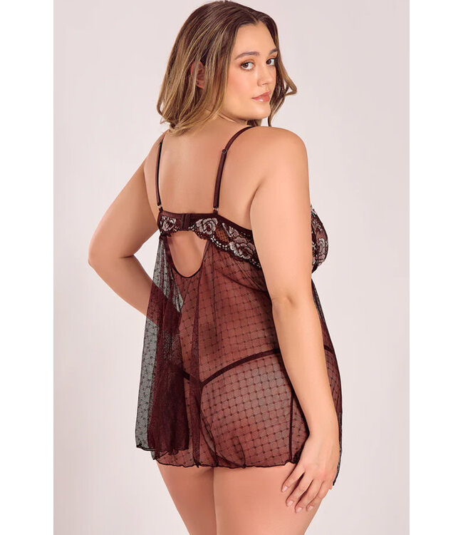 Julieta Plus Wine Babydoll 8038X