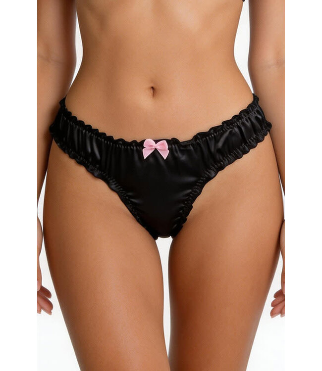 Black Satin Thong 1079