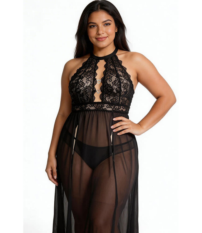 Helen Plus Black Long Gown 250701