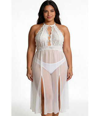 Helen Plus White Long Gown 250701