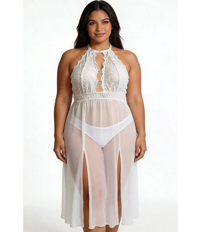 Helen Plus White Long Gown 250701