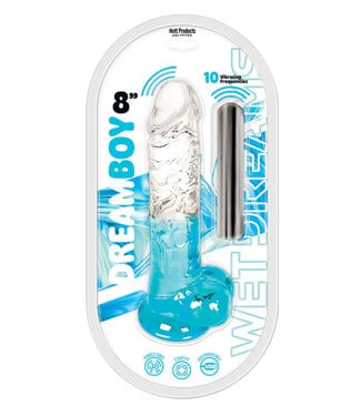 Wet Dreams Dream Boy 8in Jelly Dildo & Rechargeable Bullet Clear/Aqua Gradient