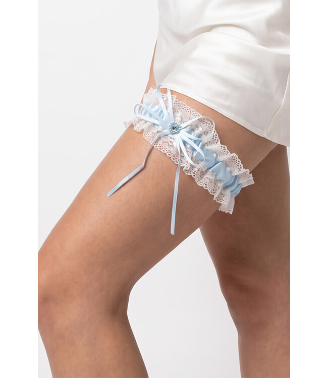 Light Blue/White Lace Leg Garter S805 One Size