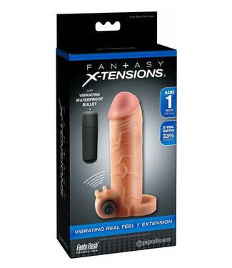 Fantasy X-tensions Vibrating Real Feel 1in Extension With Ball Strap Beige Fantasy X-tensions Vibrating Real Feel 1in Extension With Ball Strap Beige